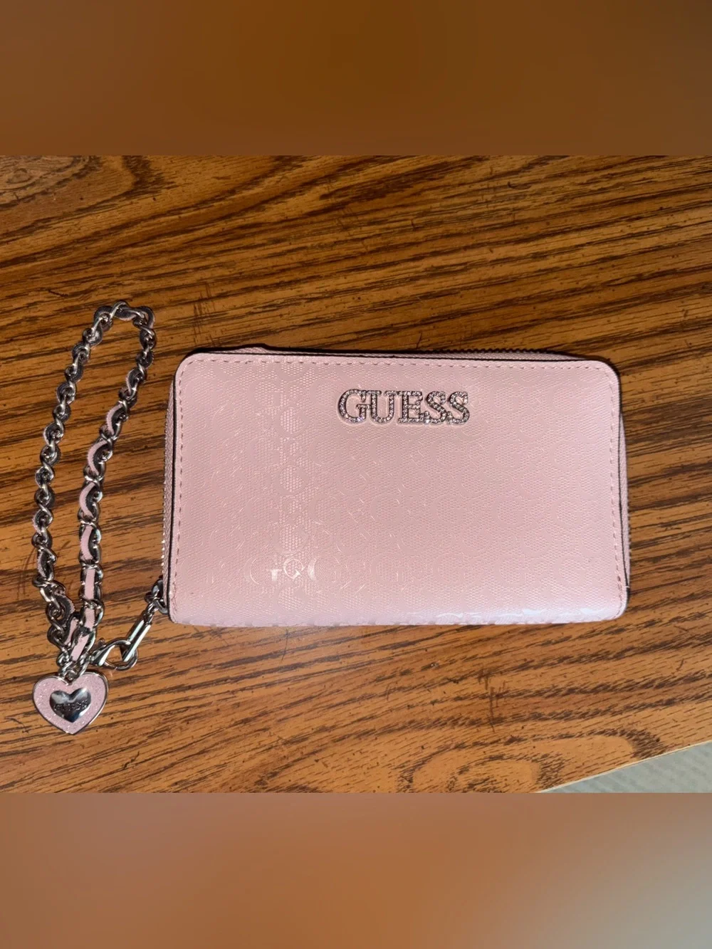 Guess Pale Pink Embossed Logo Wristlet